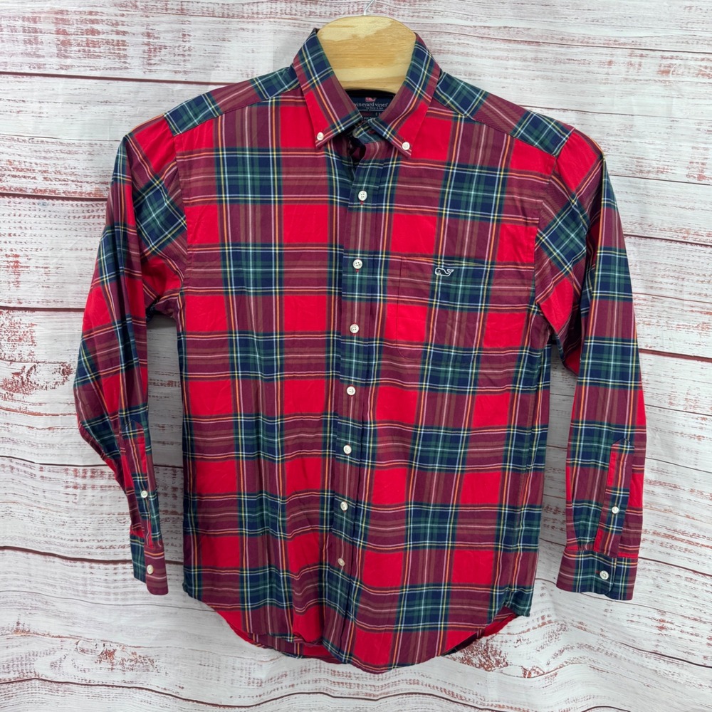 Vineyard Vines Shirt Mens Medium Classic Fit Tucker Plaid Cotton Casual